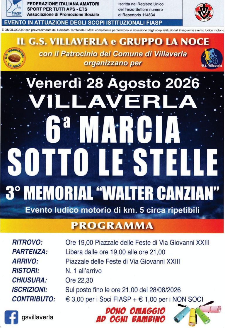 6° Marcia sotto le Stelle