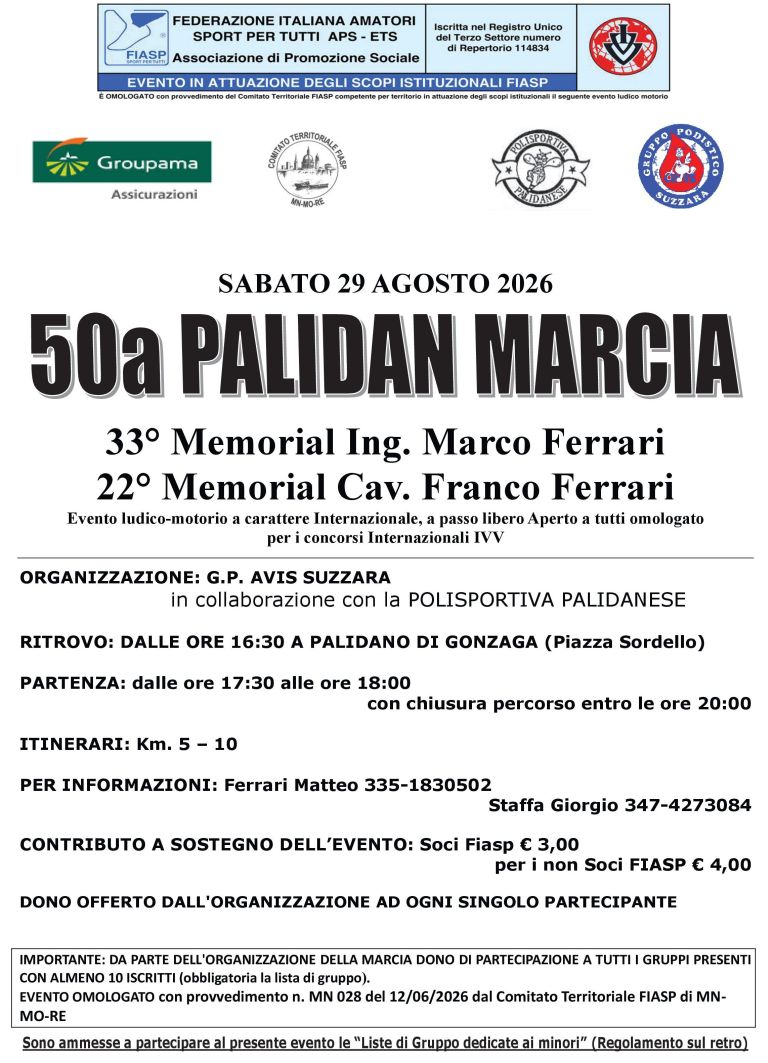 50° Palidan Marcia in Notturna