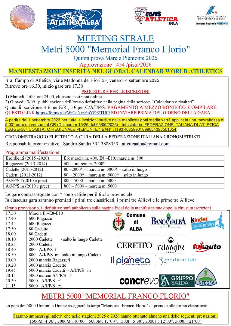 Metri 5000 - Memorial Franco Florio