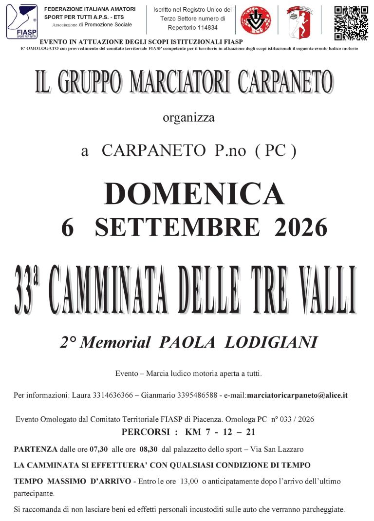 33° Camminata delle Tre Valli