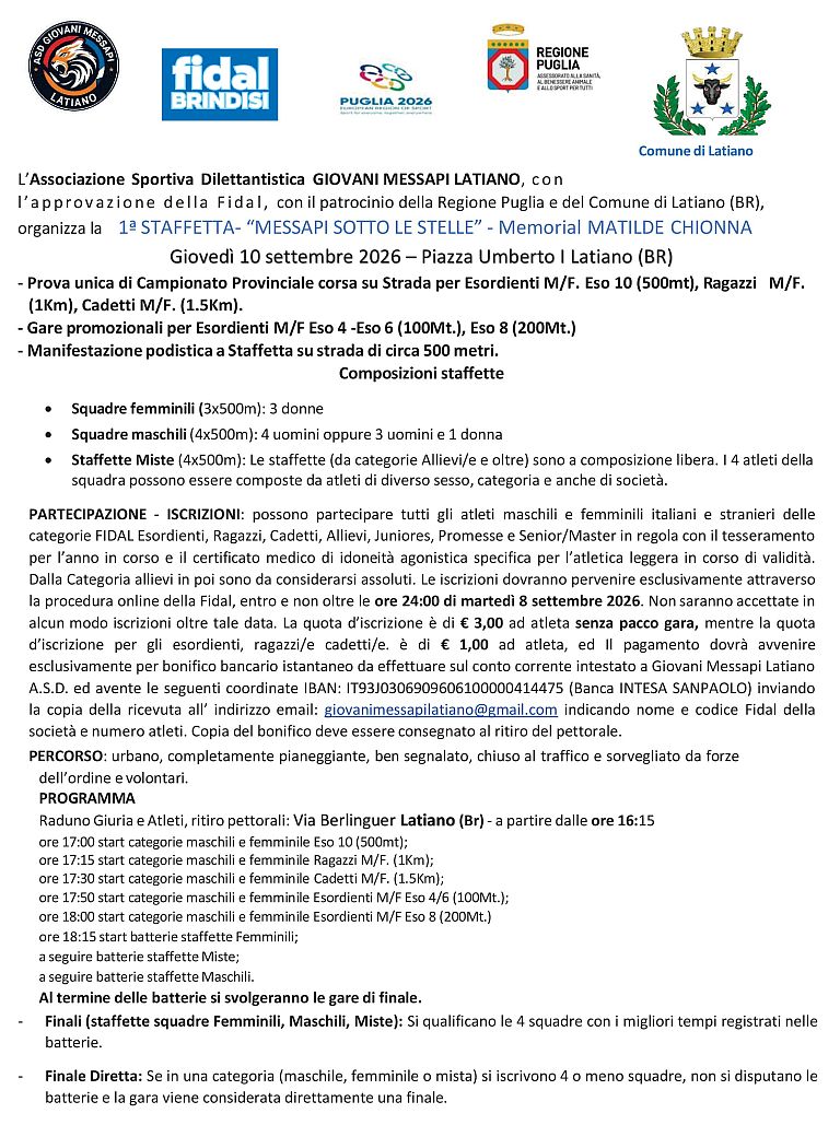 1° Staffetta Messapi sotto le Stelle