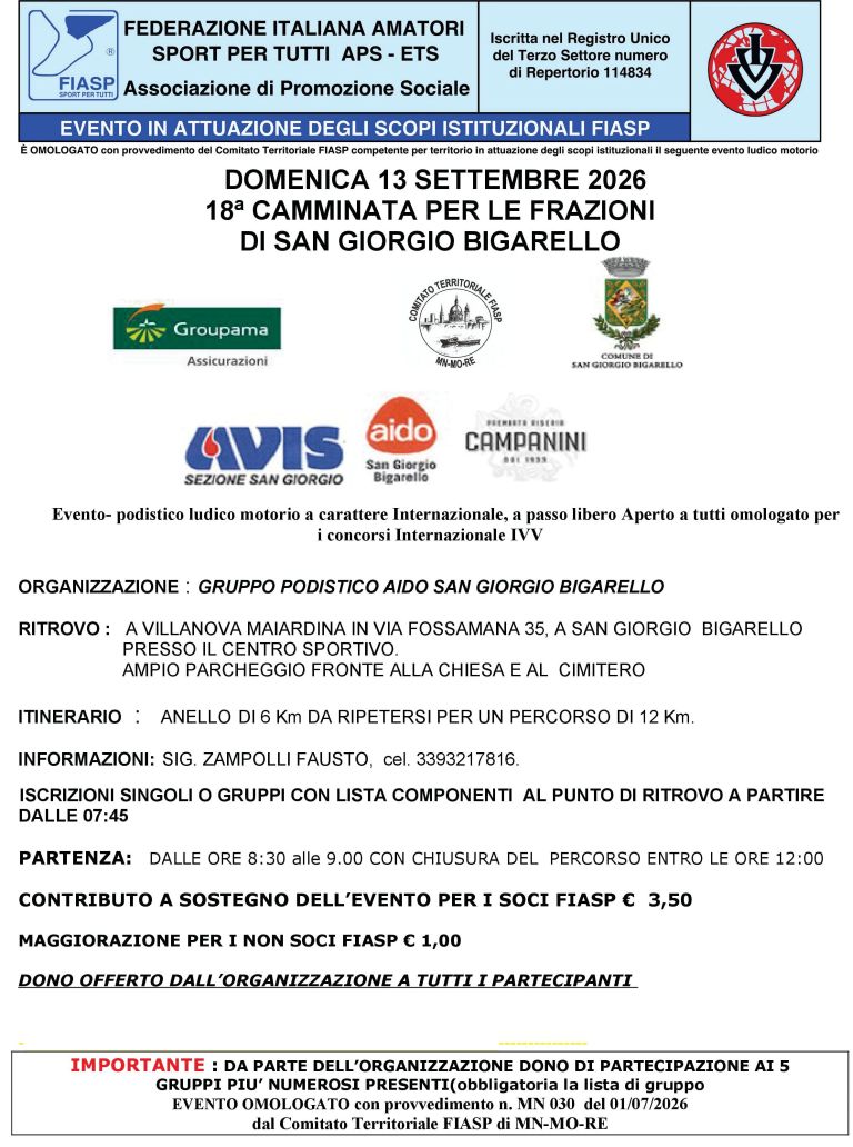 18° Camminata per le Frazioni di San Giorgio e Bigarello