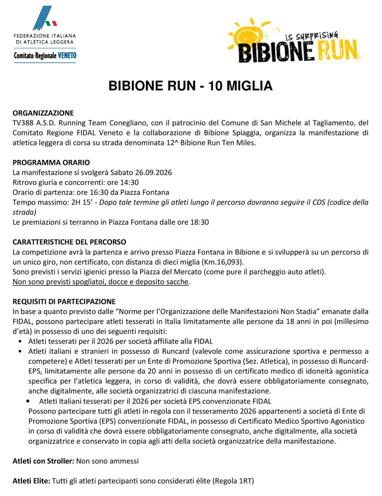 12° Bibione Run Ten Miles