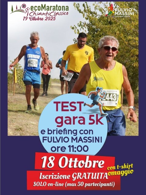 EcoMaratona del Chianti Classico, sabato 18 ottobre il «Test gara e briefing con Fulvio Massini»
