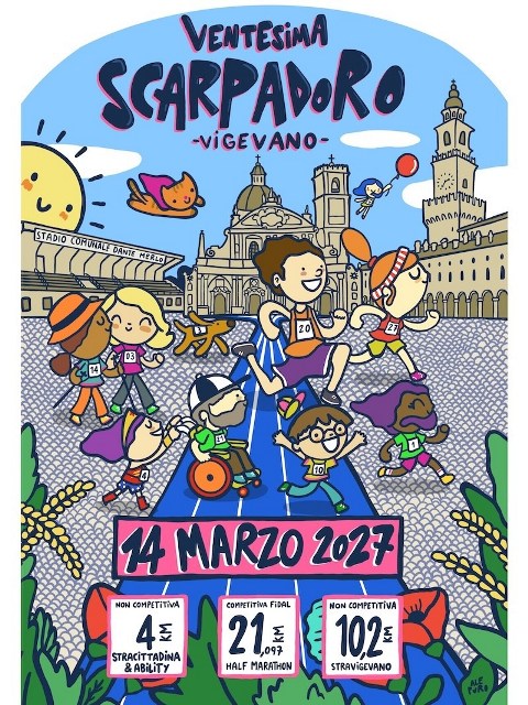 Domenica 14 marzo 2027 si corre a Vigevano la 20^ Scarpadoro 21K- 10,2K - 4K!