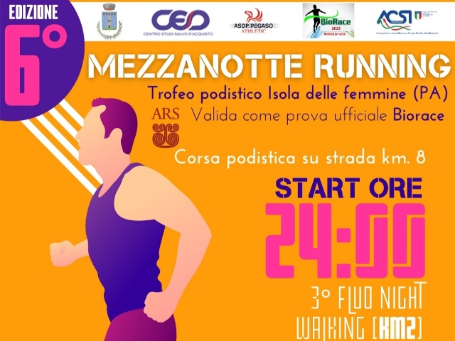 Aperte le iscrizioni alla “Mezzanotte Running” Trofeo Città di Isola delle Femmine la cenerentola delle gare estive 2022