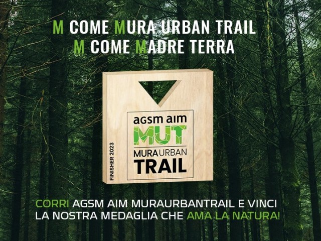 AgsmAim Mura Urban Trail 2023, la medaglia ama la Natura,  è in pioppo chiaro pregiato e italiano