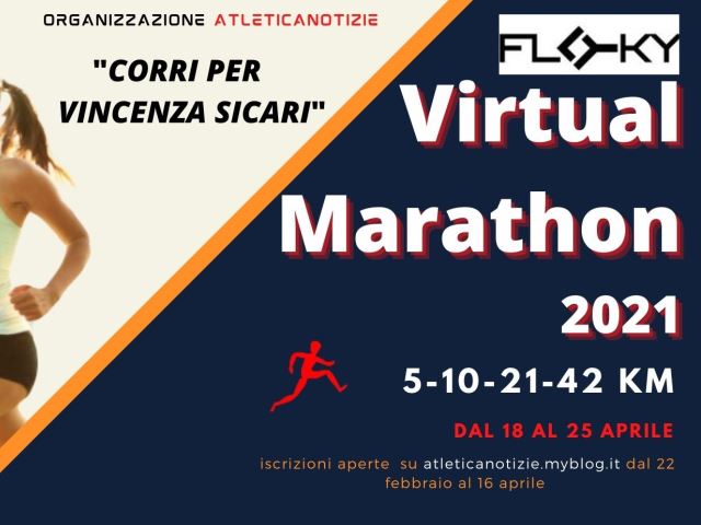 Atleticanotizie organizza la "Floky Virtual Marathon 2021-Corri per Vincenza Sicari"
